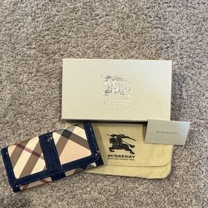 Burberry Beige and Navy Check Wallet